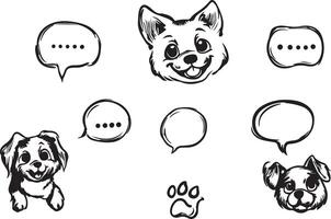 Adorable Illustrations of Dogs Featuring Speech Bubbles for Your Creative Projects and Ideas vector