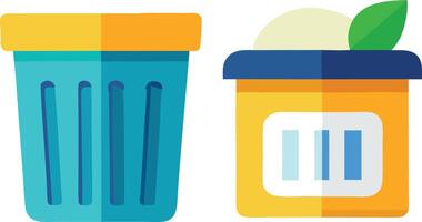 Creative and Stylized Illustrations of Containers and Trash Bins for Effective Waste Management vector