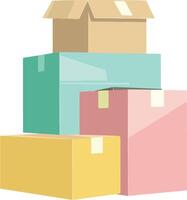 A stack of boxes with stickers on them vector