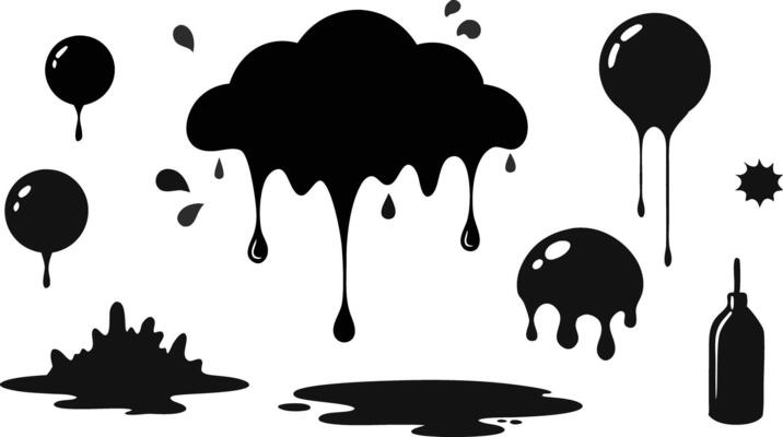 Black Dripping Ink Elements