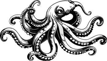 An Illustrative Artwork of an Octopus in Black and White That is Artistic and Unique vector