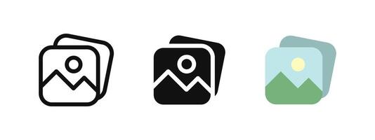 Image icon. Picture symbol. Photo album pictogram. Photo gallery illustration. Snapshot sign. Photograph button. Painting frame concept. vector