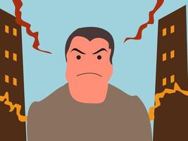 ironic man flat design illustration with building vector