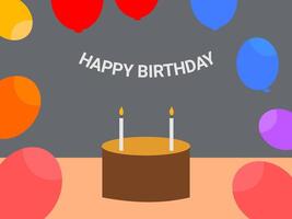 Happy birthday Flat design illustration with cake vector
