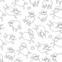 A playful seamless , non directional pattern featuring cute hand drawn sheep in a simple outline style. Perfect for childrens designs, digital wallpapers, and coloring projects such as coloring vector