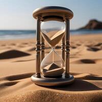 Timepiece Hourglass wooden yellow sand clock timer photo