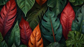 Colorful Tropical Botany Seamless Leaf Pattern photo