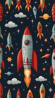 One Rocket Spaceship Cosmic Cosmos Space Planet Pattern photo