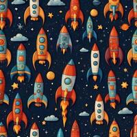 Rocket Spaceship Cosmic Cosmos Space Planet Pattern photo