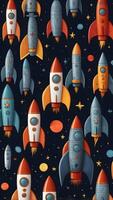 Rocket Spaceship Cosmos Space Planet Pattern photo