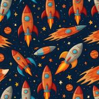 Rocket Spaceship Cosmic Space Planet Pattern photo