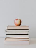 Study educating books with an apple on it reading education literature photo