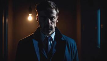 photo of serious government officer with polite outfit during investigation scene