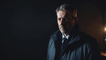 photo of serious government officer with polite outfit during investigation scene