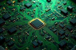 abstract futuristic of circuit board and processor computer, photo
