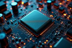 abstract futuristic of circuit board and processor computer, photo