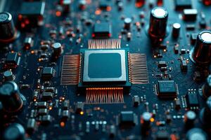 abstract futuristic of circuit board and processor computer, photo