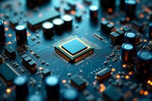 abstract futuristic of circuit board and processor computer, photo