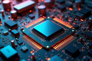 abstract futuristic of circuit board and processor computer, photo