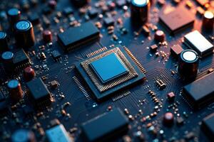 abstract futuristic of circuit board and processor computer, photo