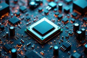 abstract futuristic of circuit board and processor computer, photo