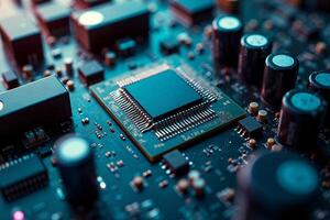 abstract futuristic of circuit board and processor computer, photo