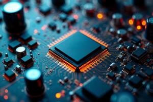 abstract futuristic of circuit board and processor computer, photo