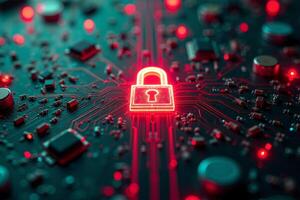 abstract futuristic of circuit board and lock symbol photo
