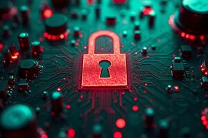 abstract futuristic of circuit board and lock symbol photo