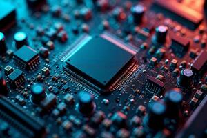 abstract futuristic of circuit board and processor computer photo