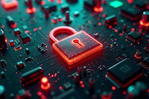 abstract futuristic of circuit board and lock symbol photo