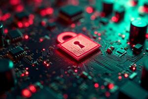 abstract futuristic of circuit board and lock symbol photo