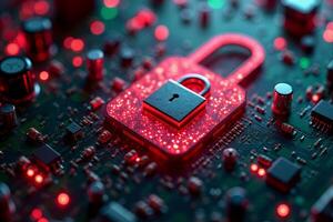 abstract futuristic of circuit board and lock symbol photo