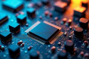 abstract futuristic of circuit board and processor computer, photo