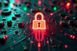 abstract futuristic of circuit board and lock symbol photo