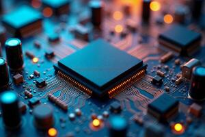 abstract futuristic of circuit board and processor computer, photo