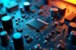 abstract futuristic of circuit board and processor computer, photo