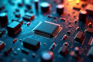 abstract futuristic of circuit board and processor computer, photo