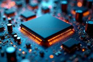 abstract futuristic of circuit board and processor computer, photo