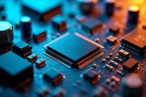 abstract futuristic of circuit board and processor computer, photo