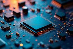 abstract futuristic of circuit board and processor computer, photo