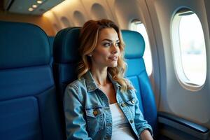 person sitting relax with window plane in background photo