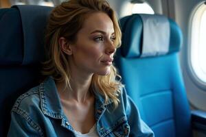 person sitting relax with window plane in background photo