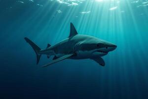 shark in deep dark sea ocean photo