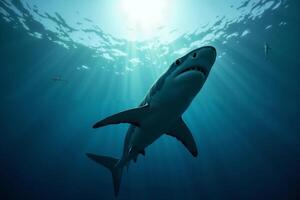 shark in deep dark sea ocean photo
