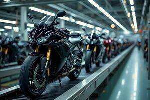 motorcycle manufacturing line production in factory photo