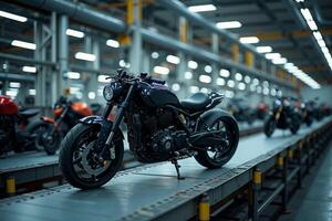 motorcycle manufacturing line production in factory photo