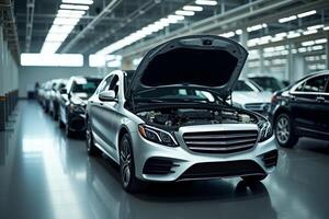 car manufacturing line production in factory photo