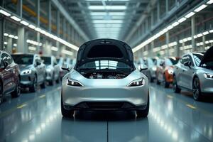 car manufacturing line production in factory photo