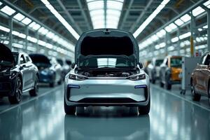 car manufacturing line production in factory photo